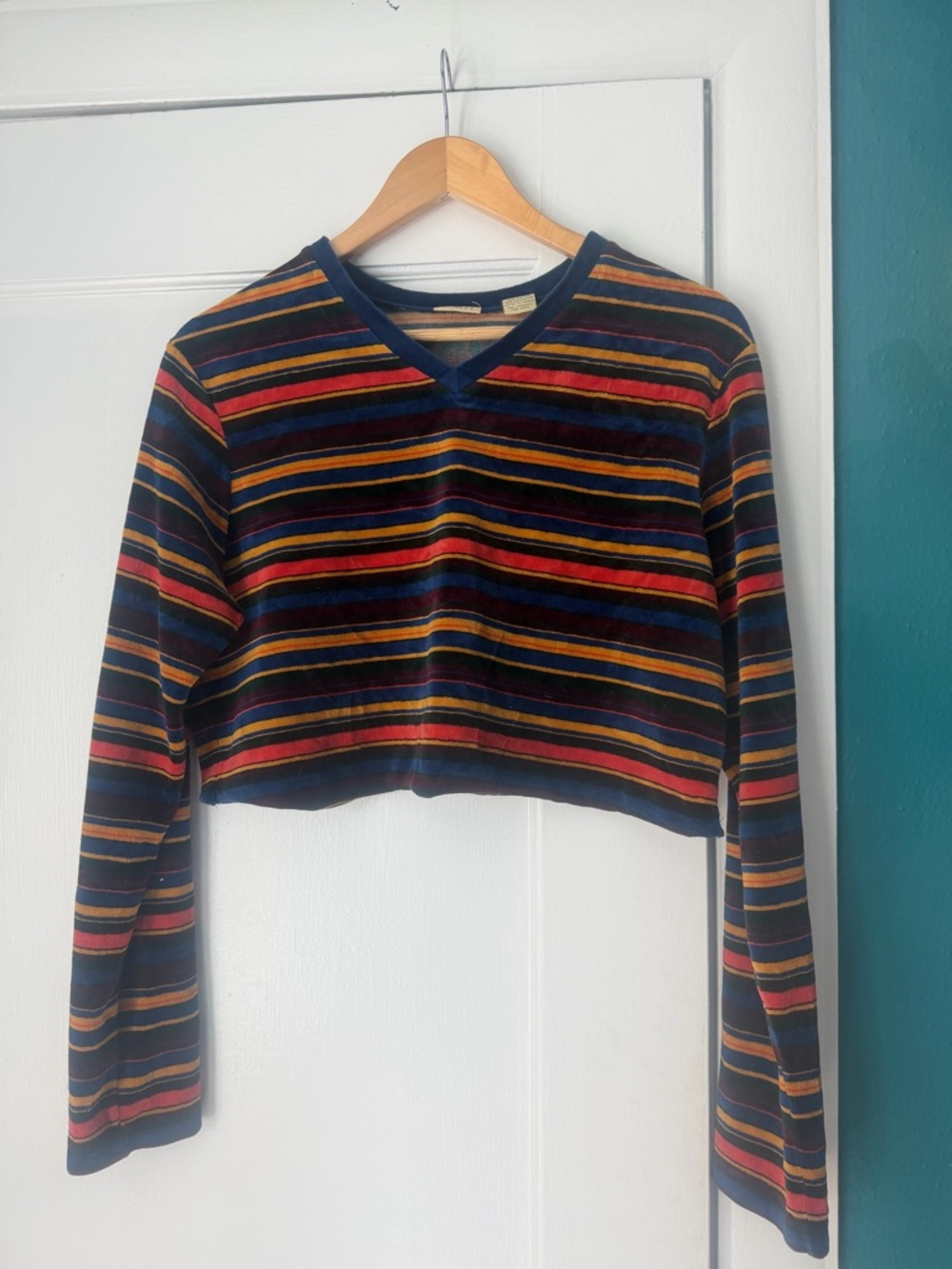 Vintage Limited America Striped Velvet Cropped Top